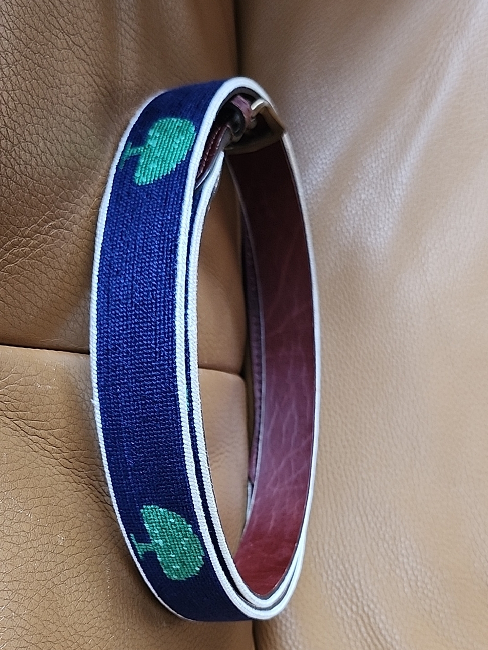 Men's Hand-Stitched Leather Needlepoint Belt Size 46